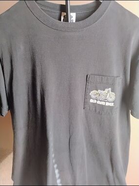 Men's Old Guys Rule Black Size L Pocket Tee with Motorcycle Graphic